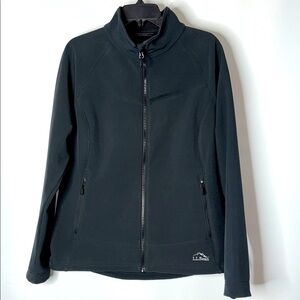 L.L. Bean Pathfinder Soft Shell Black Jacket with Stand-up Collar, size large